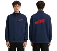 Nicevhljac Felpa da uomo personalizzata con zip a un quarto di lunghezza, leggera, a maniche lunghe, con colletto alla coreana, blu navy, S