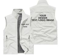 Nicevhljac Gilet da uomo in softshell, casual, per pesca, fotografia, leggero, con tasche multiple, aggiungi il tuo design, bianco, XL