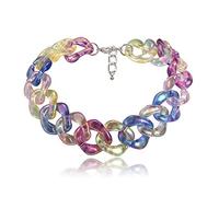 NICEWL Collana Girocollo in Resina Acrilica con Maglie A Catena Donna,Tessitura A Mano Multicolore Catena Cubana Colletto Grosso Gioielli Dichiarazione di Moda