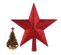 Nicexmas Puntale per albero di Natale, a forma di stella, 23 cm, colore rosso Rot (11.5cm)