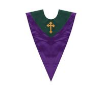 NICEYEA Chorstola unisex con scollo a V, parrocchiale reversibile per chiesa, accessori di laurea accademici, stola spirituale come parroco, viola., 13 cm