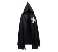 NICEYEA Mantello medievale da cavaliere con cappuccio, costume da cavaliere del tempio crociato, mantello per carnevale cospaly LARP tempio hospitaller con croce, travestimento da donna e uomo