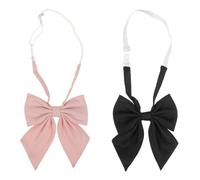 NiceYnn 2 papillon per donne e ragazze, fascia elastica pre-legata regolabile, cravatte per collo con fiocco, tinta unita, per camicia, uniforme, scuola, feste, cosplay, tutti i giorni, da donna, con