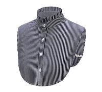 NiceYnn Camicetta da donna staccabile con volant colletto alla coreana falsa mezza camicia colletto vittoriano collo a lupetto top per maglioni abito senza colletto, Striscia nera #H, Taglia unica