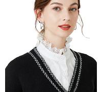 NiceYnn Camicetta da donna staccabile con volant colletto alla coreana falsa mezza camicia colletto vittoriano collo a lupetto top per maglioni abito senza colletto, Pizzo Bianco #G, Etichettalia