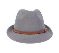 NiceYnn Cappello Panama in lana da donna e uomo, con tesa arricciata, jazz, fedora, gangster, trilby, derby, festa, chiesa, Homburg anni '20, cappello in feltro vintage Manhattan, Cintura grigia e