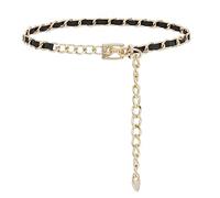 NiceYnn Cintura a catena per donne e ragazze, regolabile, in metallo, per il corpo, la pancia e la vita, accessorio alla moda, K# Nero & Oro, taglia unica