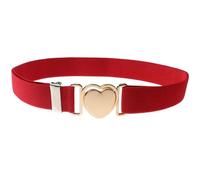 NiceYnn Cintura elastica per bambina regolabile con fibbia a cuore per pantaloni jeans abiti compleanno scuola, rosso, Taglia unica
