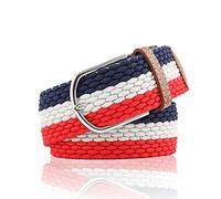 NiceYnn Cintura elastica regolabile da uomo - Cintura da donna in tela elasticizzata larga 3,3 cm, stile vintage casual con pelle per jeans, taglia unica, G Blu Bianco Rosso, Taglia unica