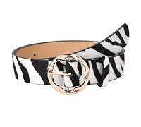 NiceYnn Cintura in pelle PU con fibbia irregolare leopardata a serpente - Cintura da donna in morbida ecopelle chic in metallo per jeans, vestiti, pantaloni, cappotti, casual, #6 Zebra, 104cm Length x