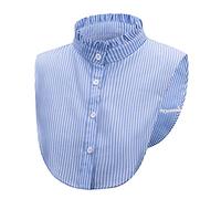 NiceYnn Donne Staccabile Volant Stand Collar Falso Mezza Camicia Camicetta Dickey Collare Victoriano Collo Mock Top per Maglioni Abito Senza Collo, Striscia blu #I, Taglia unica