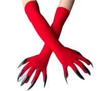 NiceYnn Guanti a zampa di Halloween, spaventosi guanti lunghi con zampa di strega e diavolo, guanti lunghi con unghie, lunghezza al gomito, guanti con artigli di gatto, lupo, oggetti di scena per