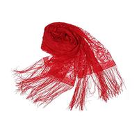 NiceYnn Scialle da donna in pizzo floreale con nappe 179 cm, con frange morbide in rete, per matrimoni, feste serali, sciarpe leggere e calde di grandi dimensioni, Rosso, Etichettalia unica