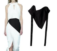 NiceYnn Sciarpa con frangia a cintura larga con lacci, per natica, decorazione per vestito, pantaloni jeans eleganti, Nero , Taglia unica