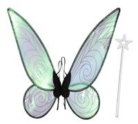 Niceyoeuk Ali da fata per ragazze e donne, vestito per Halloween, bianco scintillante, ali da angelo e farfalla, costume da fata per Halloween, cosplay, feste (nero)