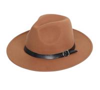 Niceyoeuk Cappello Fedora da donna e uomo, vintage, elegante, morbido, a tesa larga, cappello da cowboy jazz per feste casual, cachi, Taglia unica