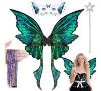 Niceyoeuk Costume da fata a forma di ali di farfalla, per Halloween, feste e cosplay (blu, varie misure