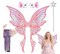 Niceyoeuk Costume da fata a forma di ali di farfalla, per Halloween, feste e cosplay (rosa, varie misure