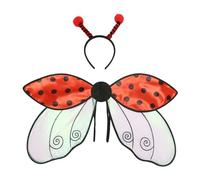 Niceyoeuk Costumi di Halloween per donne e ragazze, graziose ali di ape/coccinella, con fascia per capelli, set di bomboniere (rosso, 60 cm)