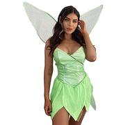 Niceyoeuk La fata vestito da coachy della foresta fata principessa indossa abiti sexy in vaso, gonne corte e ali sul costume di Halloween (verde, S)