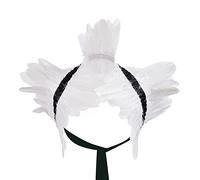 Niceyoeuk Mantello in piuma naturale da donna costume malefico gotico allacciatura scialle collo di scrollate di piume mantello per Halloween Cosplay festa di Natale, bianco, Etichettalia unica