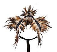 Niceyoeuk Mantello in piuma naturale da donna costume malefico gotico allacciatura scialle collo di scrollate di piume mantello per Halloween Cosplay festa di Natale, Marrone, Etichettalia unica