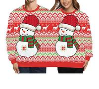 Niceyoeuk Pullover Natalizio Brutto per Due Persone, Donna Uomo Felpa Gemelli Siamesi con Motivi Natalizi Stampati Divertente per Coppie, Red03., S-M