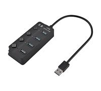 Nicfaky Hub USB 3.0 a 4 porte con interruttori individuali, hub dati portatile compatibile per dispositivi USB A, velocità 5 Gbps