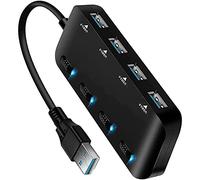 Nicfaky Hub USB 3.0 Splitter USB ultra sottile,Estensione USB a 4 porte interruttore on/off individuale,Hub dati di espansione portatile