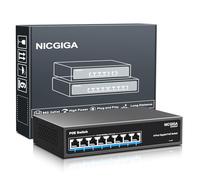 NICGIGA Switch Poe Gigabit a 8 Porte Non gestito, 8 Porte Poe+ a 120 W, 802.3af/at, Switch di Rete Power Over Ethernet a 8 Porte e 1000 Mps, Senza Ventola.