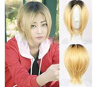 NICHANGHUA Anime Haikyuu !!Kenma Kozume Cosplay Parrucca Corta Costume Dorato Gioca Parrucche Resistenti al Calore Parrucca for Capelli Sintetici + Parrucca