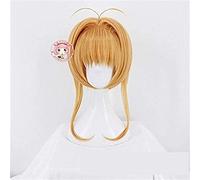 NICHANGHUA Card Captor Carta Chiara Kinomoto bionda Marrone Cosplay Parrucca Parrucca Parrucche Cosplay Piena Parrucca Gratuita Tappo Champagne di Una Taglia