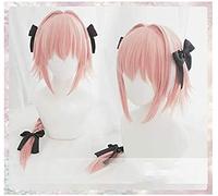 NICHANGHUA Fate Apocryph Astolfo Cosplay Parrucche a Pinza Rosa Resistente al Calore Intrecciato for percorsi Sintetici for perucas Parrucca +3 Fiocchi Neri (Colore : Pink)