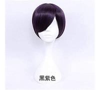 NICHANGHUA Hsiu 3 0 cm Parrucca Corta Bianca Nera Viola Blu Rosso Giallo Fibra ad Alta Temperatura Parrucche Sintetiche Costume Party Parrucca 20 Colori 11,8 Viola Nero