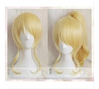 NICHANGHUA Love Live Eli Ayase Ellie Golden Culy Short Short Cosplay Parrucca con Una Fibra di Resistenza al Calore a Coda di Cavallo Chip+Hairnet