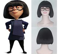 NICHANGHUA Malisa Short Straight Bob Parrucca con Colpi Black Color Cosplay Parrucche for i Capelli Resistenti al Calore di Halloween