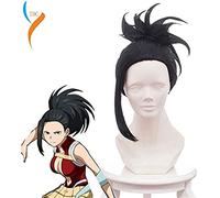 NICHANGHUA Parrucca Cosplay Nera Boku No Hiro Akademia Momo Yaoyorozu Capelli Sintetici + cap Parrucca Cosplay Capelli Anime Sintetici
