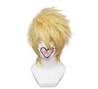 NICHANGHUA Parrucca per capelli + parrucca nera da uomo, parrucca cosplay ondulata corta per parrucche sintetiche anime per costumi di Halloween (colore biondo dorato)