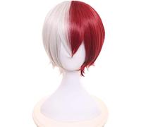 NICHANGHUA Parrucca Sintetica for Capelli Cosplay Anime Corti Dritti Rossi Grigi con Cappuccio for Parrucca Gratuito (Colore : Silverwhitered)
