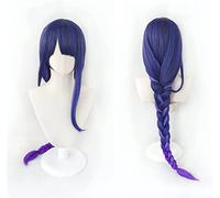 NICHANGHUA Parrucche for Cosplay da Donna Corte dritte Blu Scuro Ombre Viola da 35 cm con Cappuccio for Parrucca Gratuito for la Festa di Halloween (Colore : Raiden Shogun)