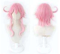 NICHANGHUA, parrucche per cosplay da donna, corte, dritte, blu scuro, viola, Yelan, con cappuccio gratuito per feste di Halloween (colore : Guuji Yae Miko)