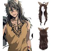 NICHANGHUA Parrucche per cosplay da donna, costume di Halloween, taglio corto, rosso con frangia capelli stupidi (colore leona kingscholar)