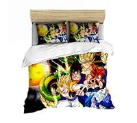 Nichhiyo Dragon Ball Set di biancheria da letto, copripiumino e federa, in microfibra, stampa digitale 3D, 3 pezzi (copripiumino + federa) (12,Double 200 x 200 cm)