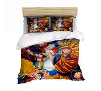 Nichhiyo Dragon Ball Set di biancheria da letto, copripiumino e federa, in microfibra, stampa digitale 3D, 3 pezzi (copripiumino + federa) (2,King 240 x 220 cm)
