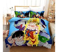 NICHIYO Dragon Ball Set di biancheria da letto, copripiumino e federa, in microfibra, stampa digitale 3D, set da 3 pezzi (01,135 x 200 cm) (12,Super King 220 x 260 cm)