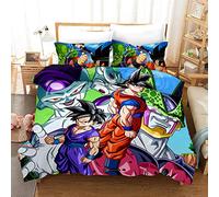 NICHIYO Dragon Ball Set di biancheria da letto, copripiumino e federa, in microfibra, stampa digitale 3D, set da 3 pezzi (01,135 x 200 cm) (10,Single 135 x 200 cm)