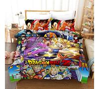 NICHIYO Dragon Ball Set di biancheria da letto, copripiumino e federa, in microfibra, stampa digitale 3D, set da 3 pezzi (01,135 x 200) (6,Doubie 200 x 200 cm)