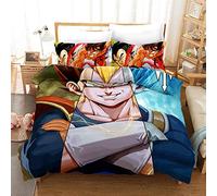 NICHIYO Dragon Ball Set di biancheria da letto, copripiumino e federa, in microfibra, stampa digitale 3D, set da 3 pezzi (01,135 x 200) (7,Super King 220 x 260 cm)