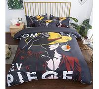 NICHIYO One Piece - Set di biancheria da letto con copripiumino e federa, in microfibra, stampa digitale 3D, 3 pezzi (copripiumino + federe) (5, Super King 220 x 260 cm)