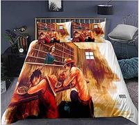 NICHIYO ONE Piece - Set di biancheria da letto con copripiumino e federa, in microfibra, stampa digitale 3D, 3 pezzi (copripiumino + federe) (6 Doubie 200 x 200 cm)